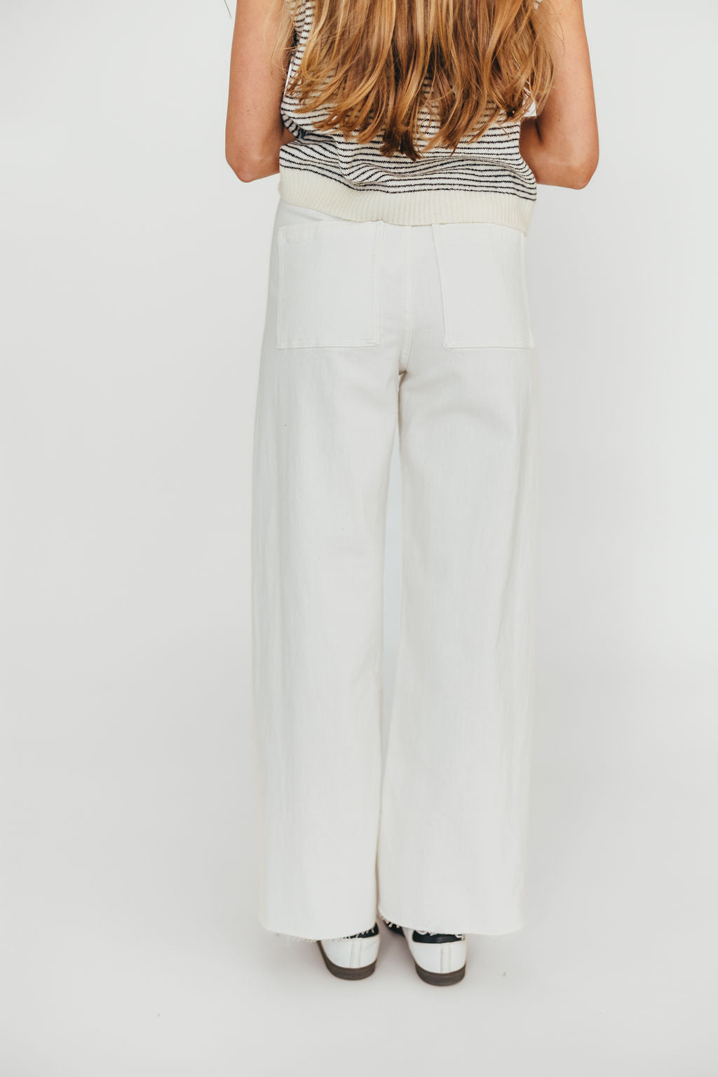Corin Straight Wide Leg Denim Pants in Cream *Final-Sale*