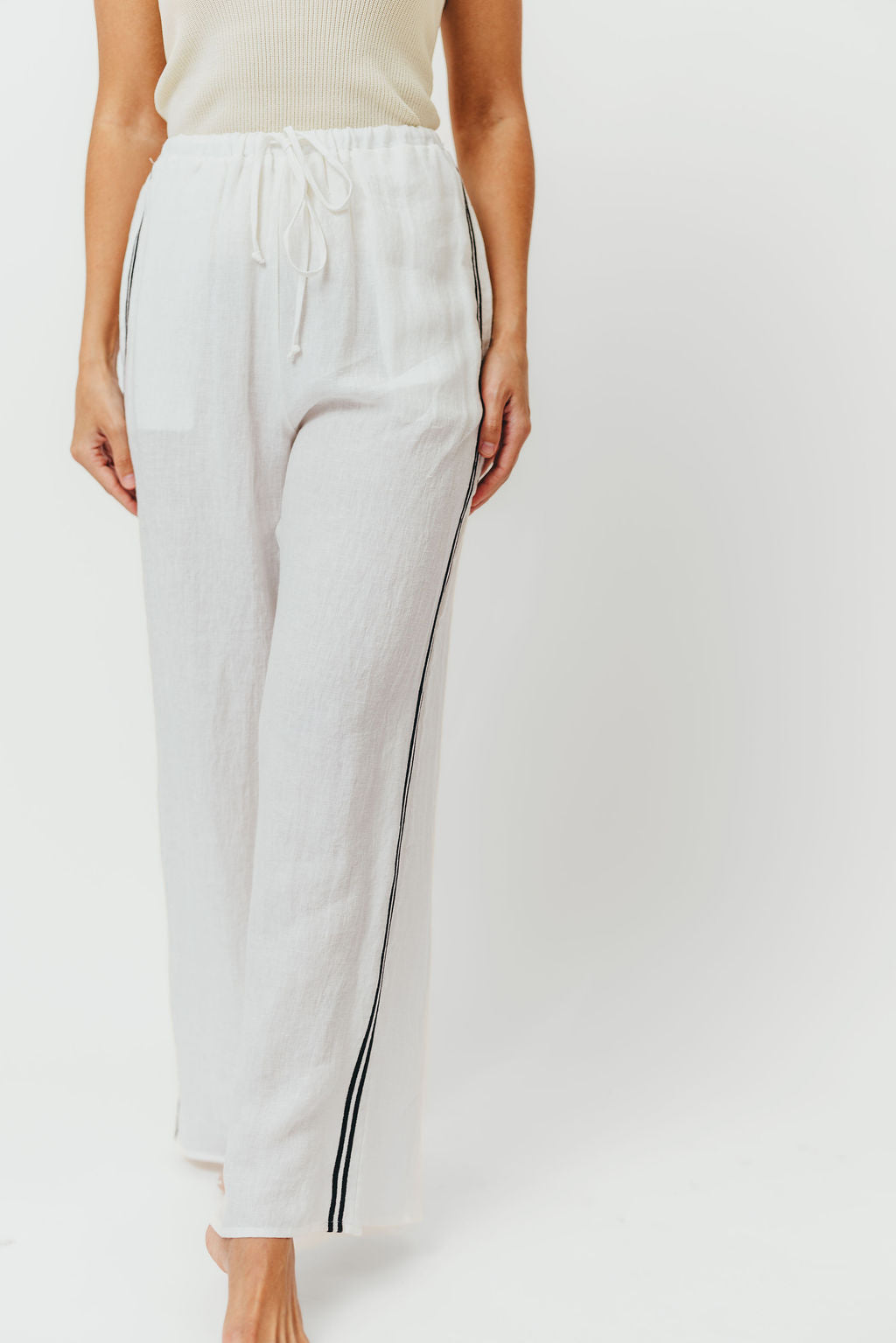 Rhodes 100% Linen Pants in Off-White *Final-Sale*