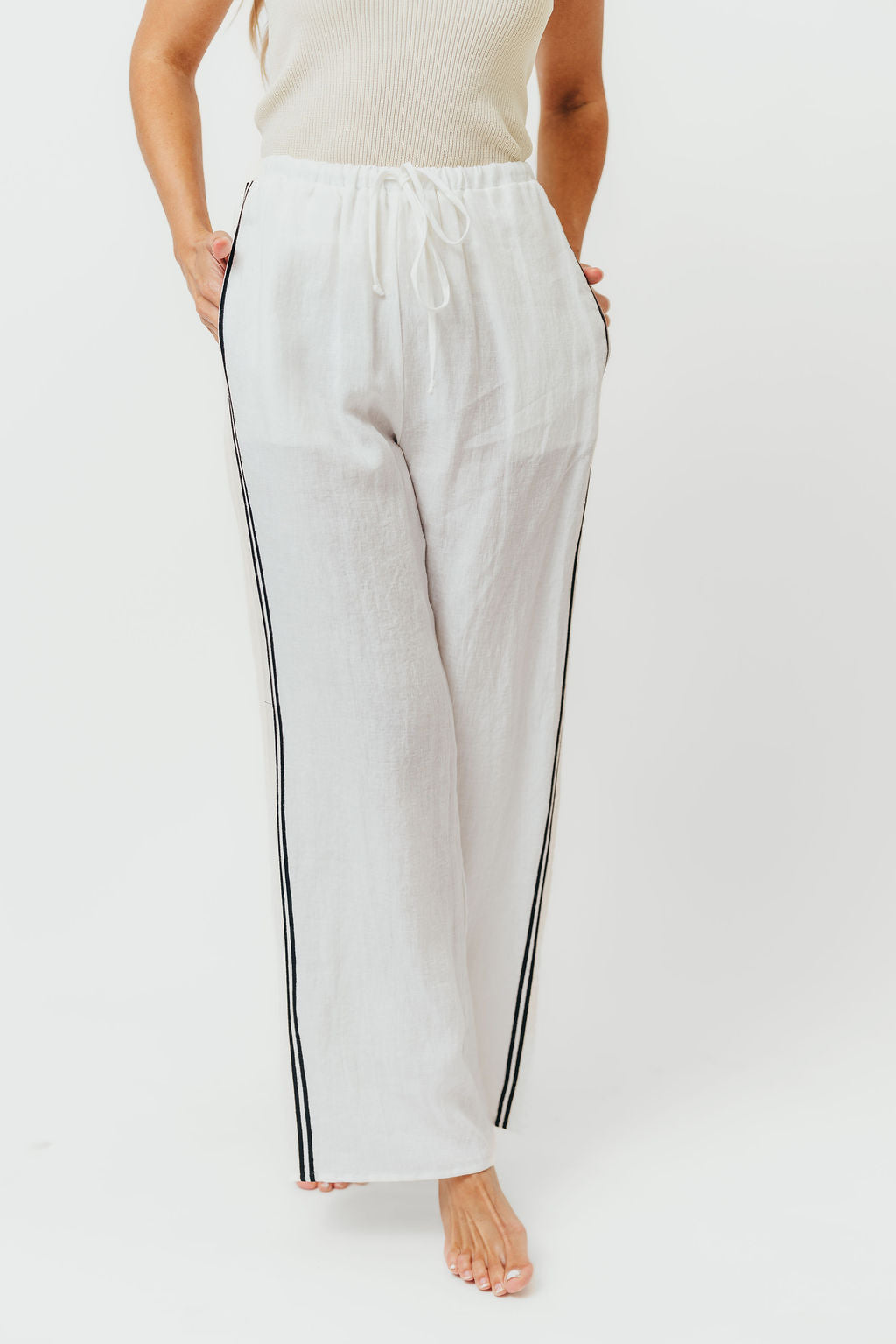Rhodes 100% Linen Pants in Off-White *Final-Sale*