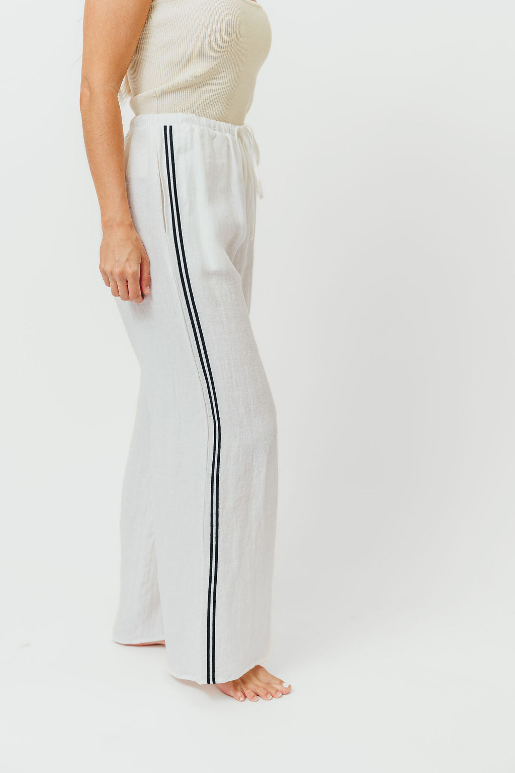 Rhodes 100% Linen Pants in Off-White *Final-Sale*