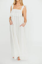 Lelah 100% Linen Maxi Dress in Off-White - Bump Friendly - Restocking in 2026