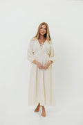 Hunter 100% Cotton Gauze Midi Dress in Soy - Bump Friendly