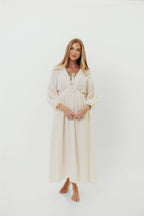 Hunter 100% Cotton Gauze Midi Dress in Soy - Bump Friendly