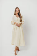 Hunter 100% Cotton Gauze Midi Dress in Butter - Bump Friendly *Final-Sale*