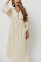 Hunter 100% Cotton Gauze Midi Dress in Butter - Bump Friendly *Final-Sale*