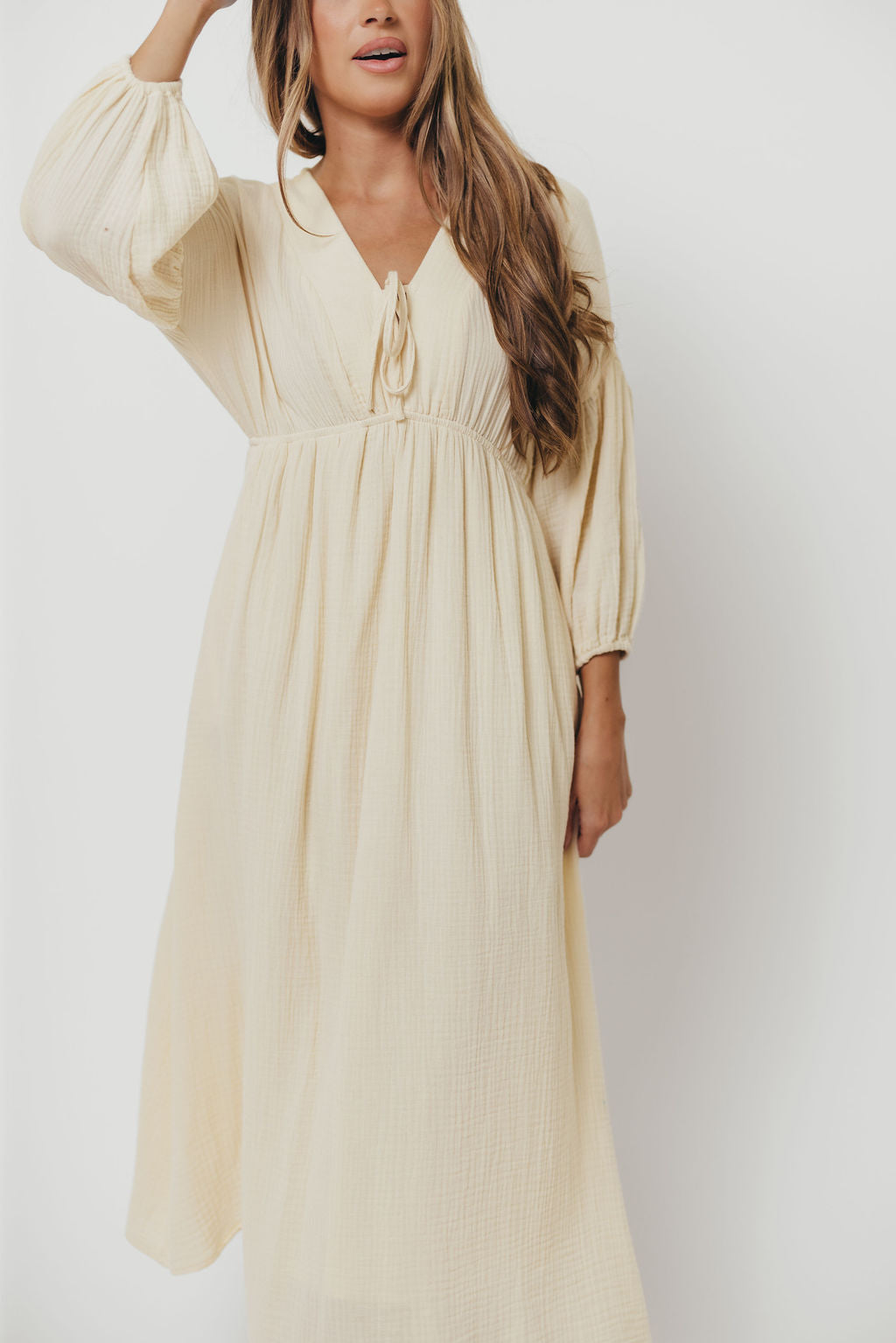 Hunter 100% Cotton Gauze Midi Dress in Butter - Bump Friendly *Final-Sale*