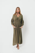Hunter 100% Cotton Gauze Midi Dress in Green - Bump Friendly