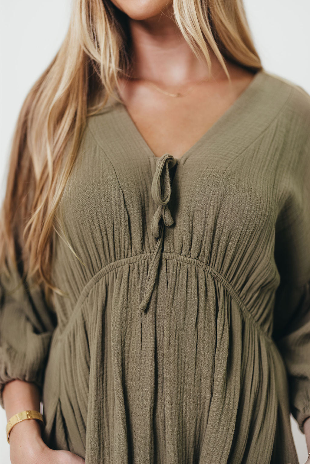 Hunter 100% Cotton Gauze Midi Dress in Green - Bump Friendly