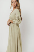 Hunter 100% Cotton Gauze Midi Dress in Thyme - Bump Friendly and Inclusive Sizing