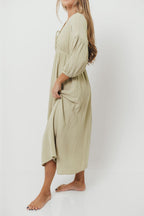 Hunter 100% Cotton Gauze Midi Dress in Thyme - Bump Friendly and Inclusive Sizing