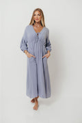 Hunter 100% Cotton Gauze Midi Dress in Blue - Bump Friendly