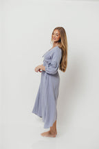 Hunter 100% Cotton Gauze Midi Dress in Blue - Bump Friendly