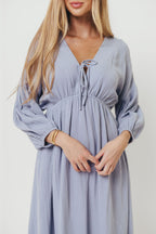 Hunter 100% Cotton Gauze Midi Dress in Blue - Bump Friendly