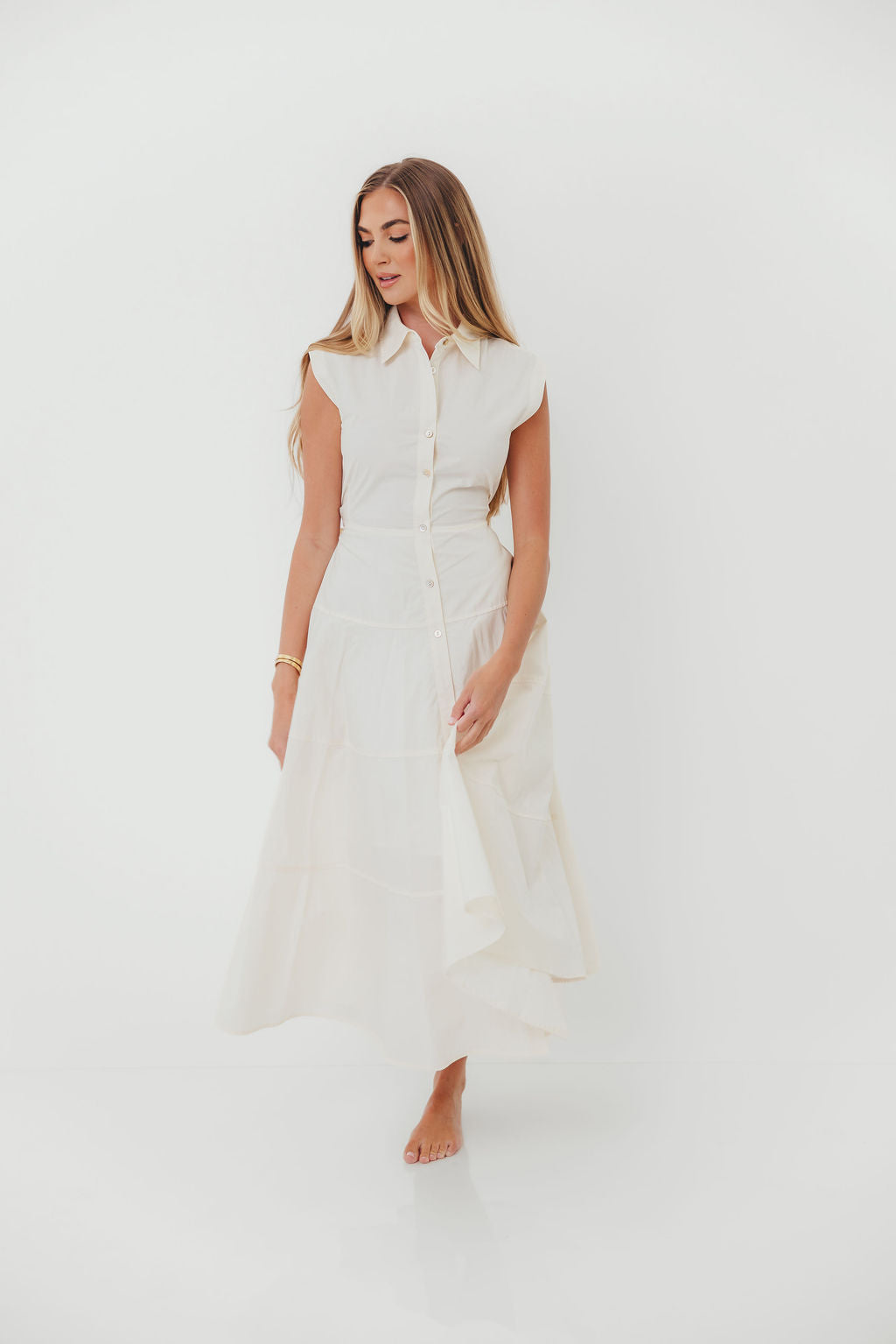 AnnaLynne Midi Dress in Milk White