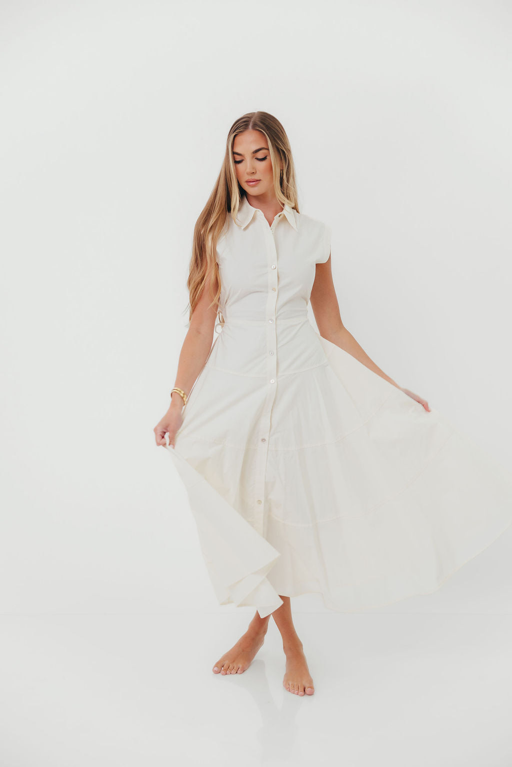 AnnaLynne Midi Dress in Milk White