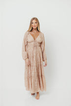 Elyse Maxi Dress in Beige Floral