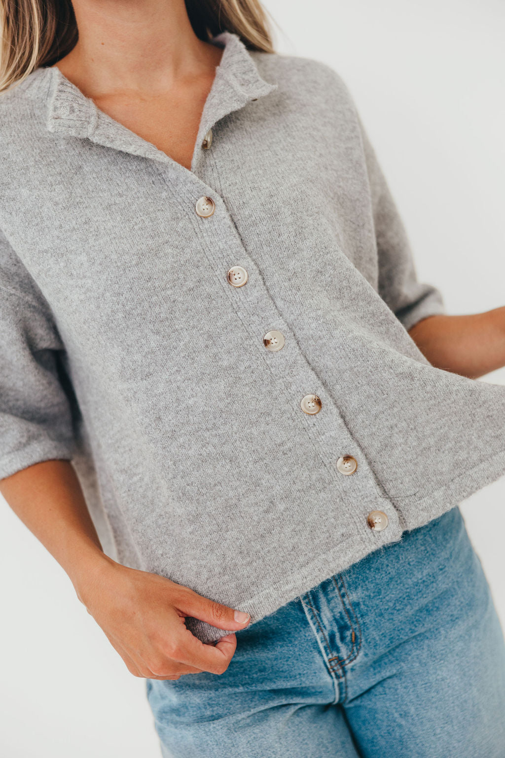 Davina Cardigan Sweater in Heather Grey
