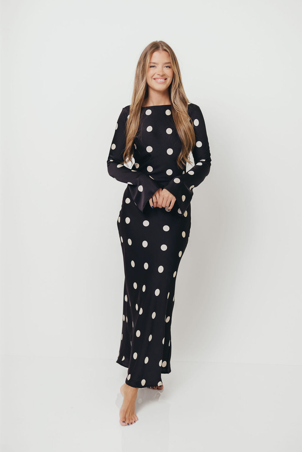 Georgie Polka Dot Maxi Dress in Black