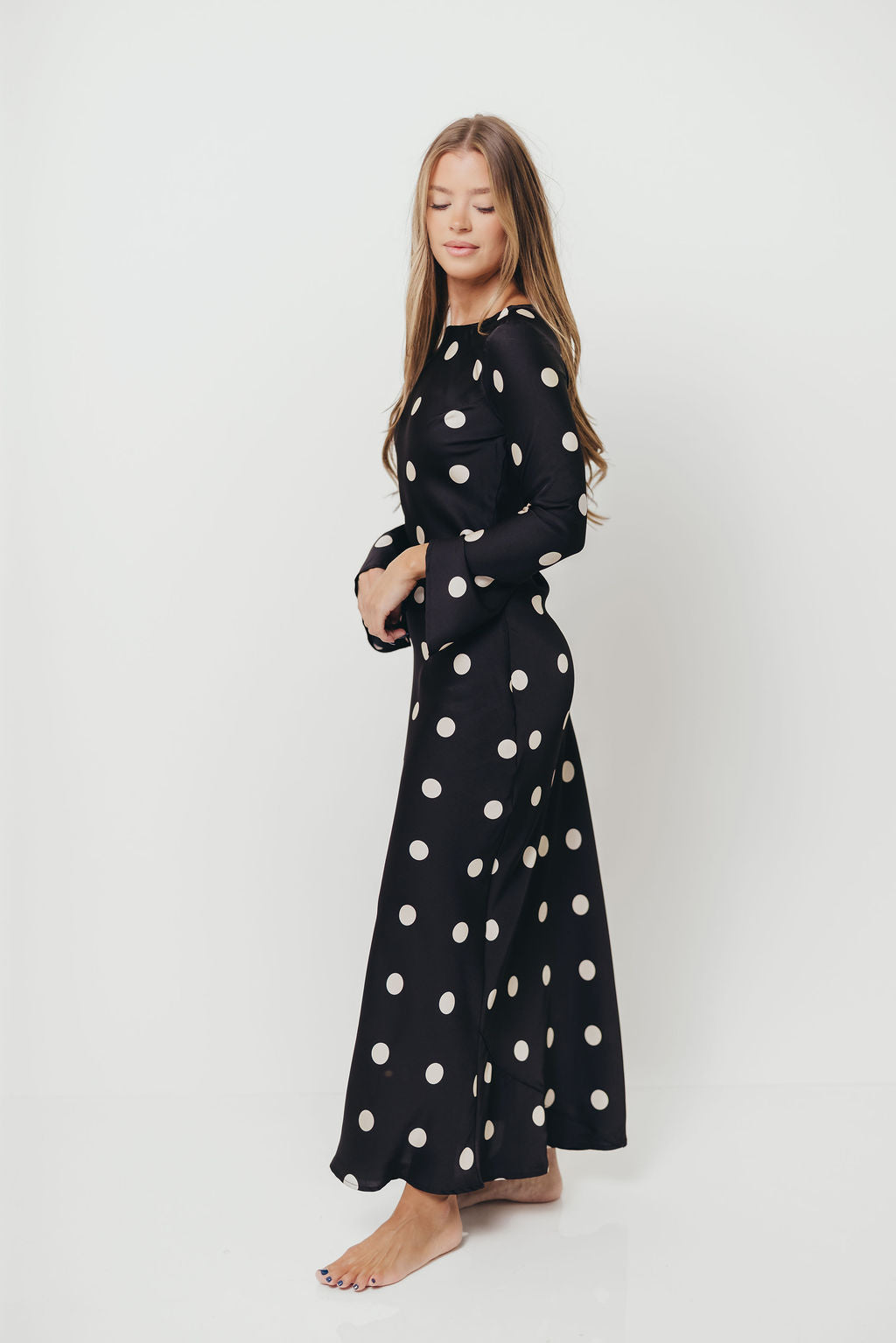 Georgie Polka Dot Maxi Dress in Black