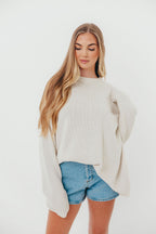 Luna Relaxed Boyfriend Fit Crew Neck Sweater in Oatmeal