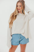 Luna Relaxed Boyfriend Fit Crew Neck Sweater in Oatmeal