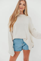 Luna Relaxed Boyfriend Fit Crew Neck Sweater in Oatmeal