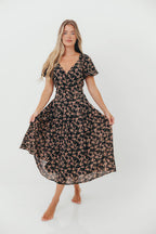 Milania Midi Dress in Black Floral