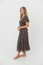 Milania Midi Dress in Black Floral