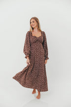 Erin Floral Maxi Dress in Mocha