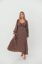 Erin Floral Maxi Dress in Mocha
