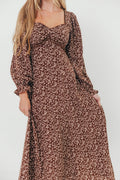 Erin Floral Maxi Dress in Mocha