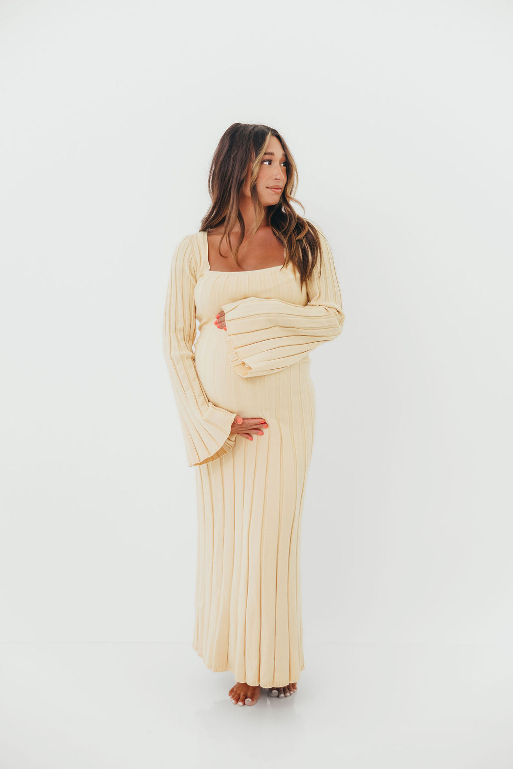 Rowan Square Neck Maxi Dress in Buttercream *Final Sale*