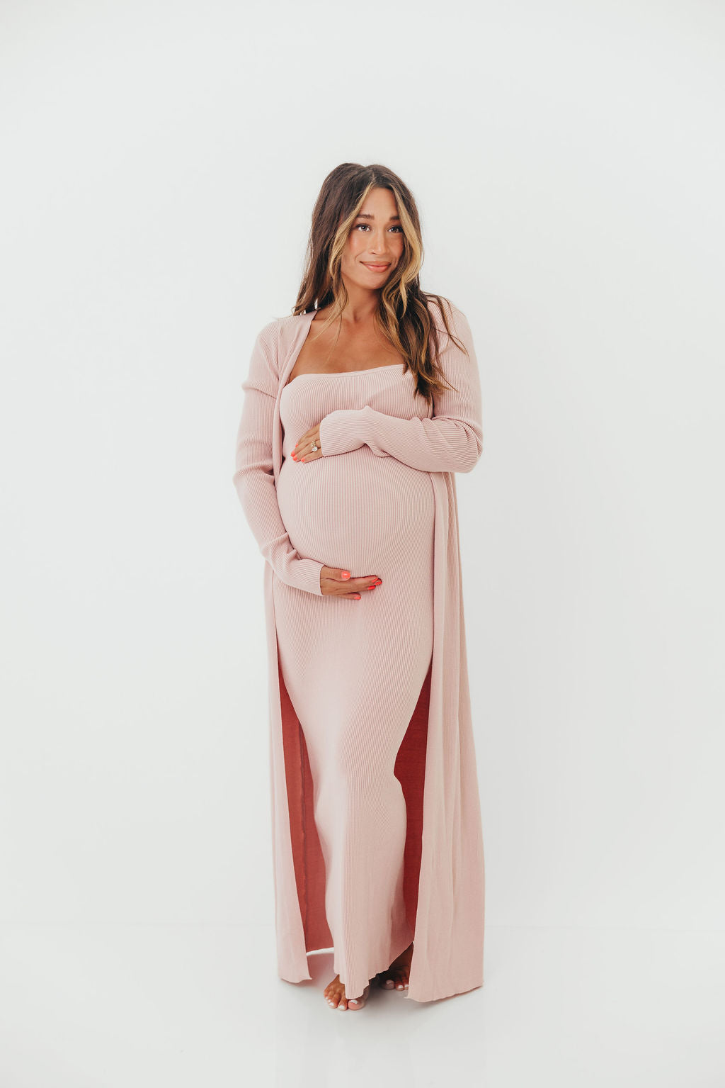 Lina Two Piece Dress Set in Dusty Blush - Bump Friendly