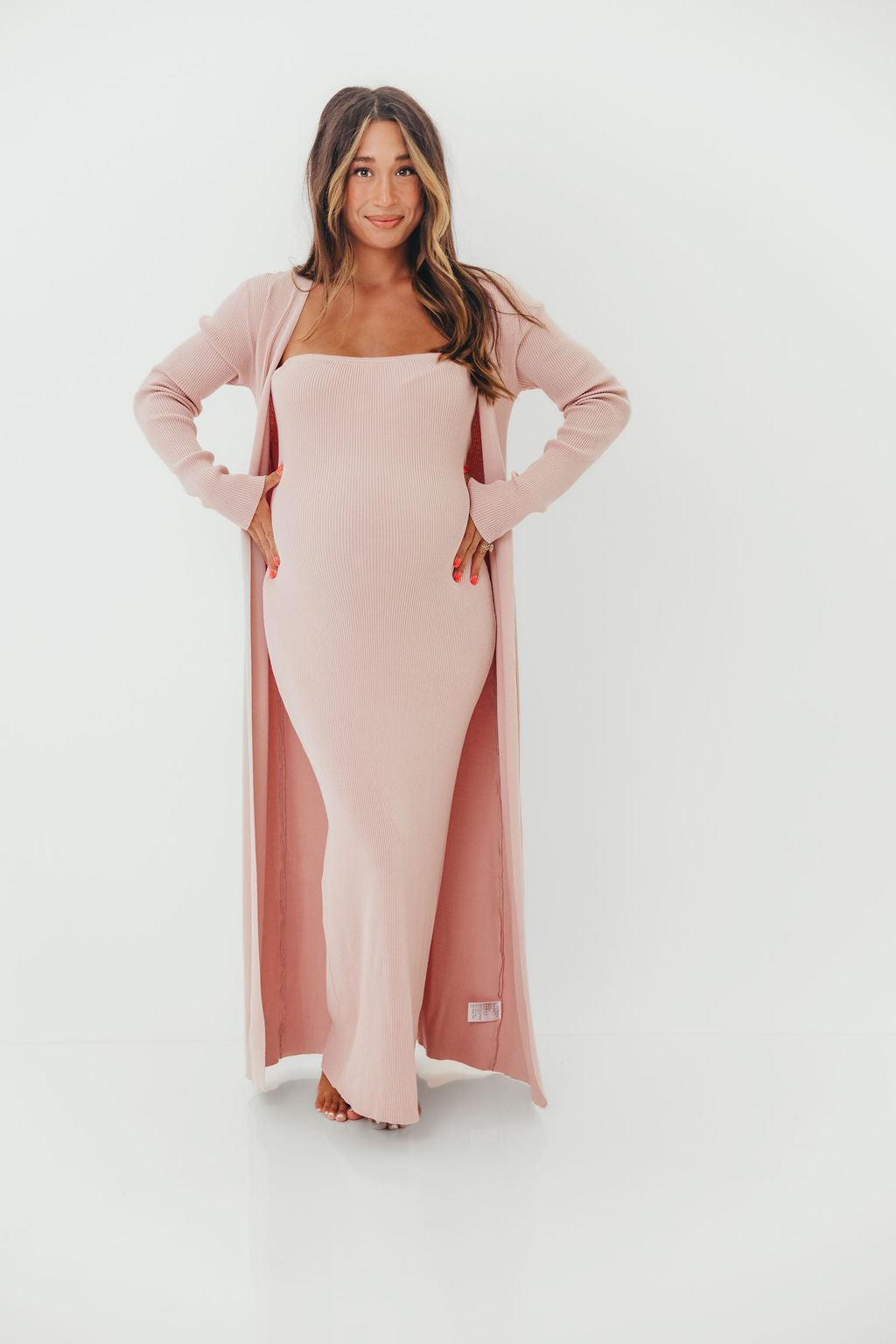 Lina Two Piece Dress Set in Dusty Blush - Bump Friendly