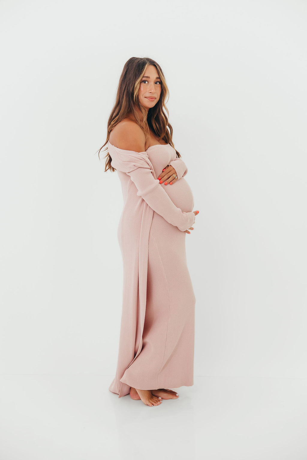 Lina Two Piece Dress Set in Dusty Blush - Bump Friendly