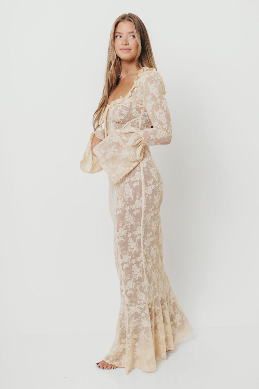 Heirloom Maxi Dress in Cream Tailored Silhouette — not ideal for mid to advanced maternity