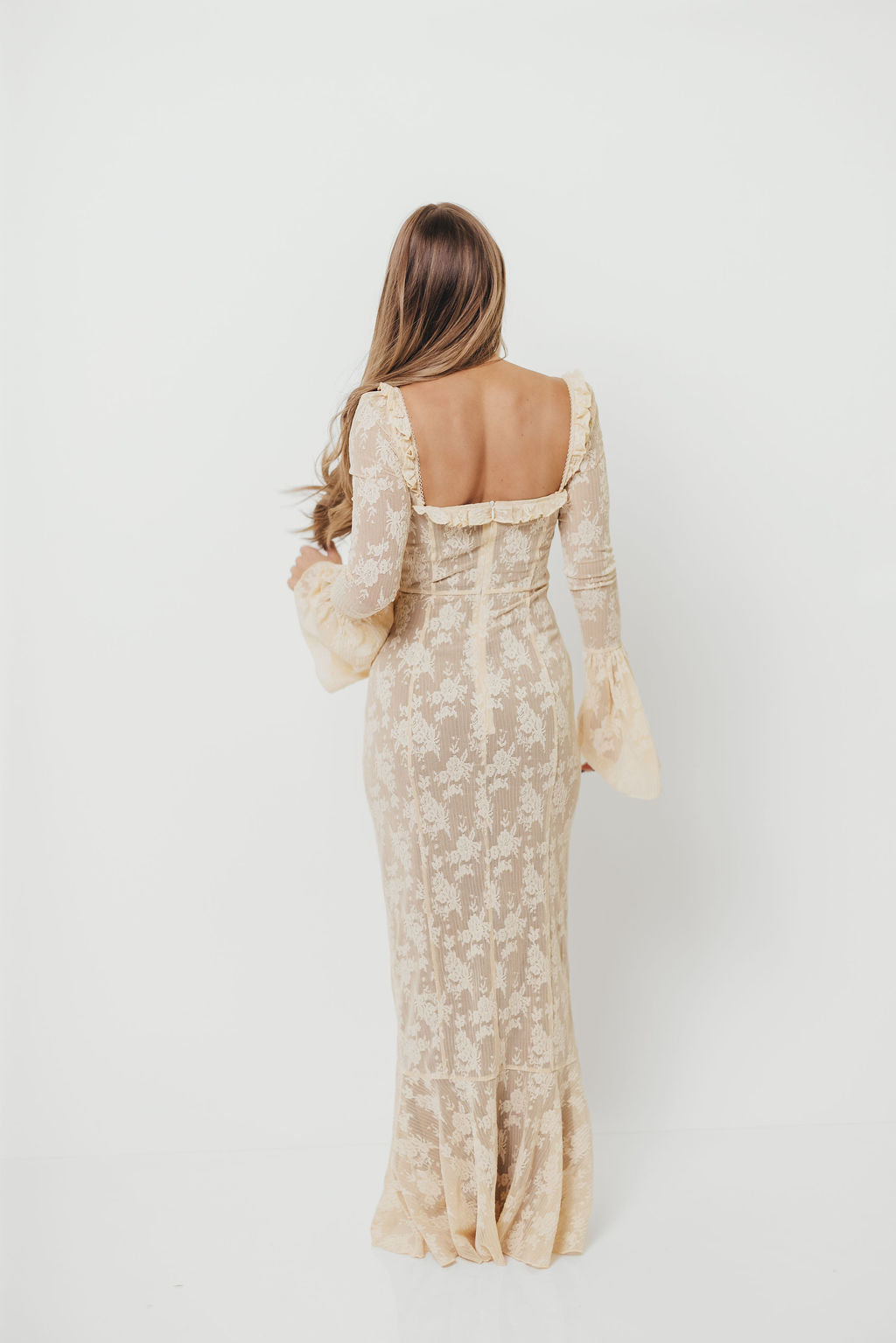 Heirloom Maxi Dress in Cream Tailored Silhouette — not ideal for mid to advanced maternity