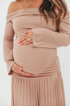 Lennox Long Sleeve Maxi Dress in Taupe - Bump Friendly *Final Sale*
