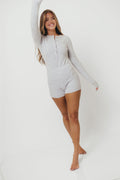 Talynn Knit Bodysuit and Shorts Set in Grey