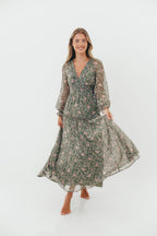 Rosita Floral Maxi Dress in Dusted Eucalyptus