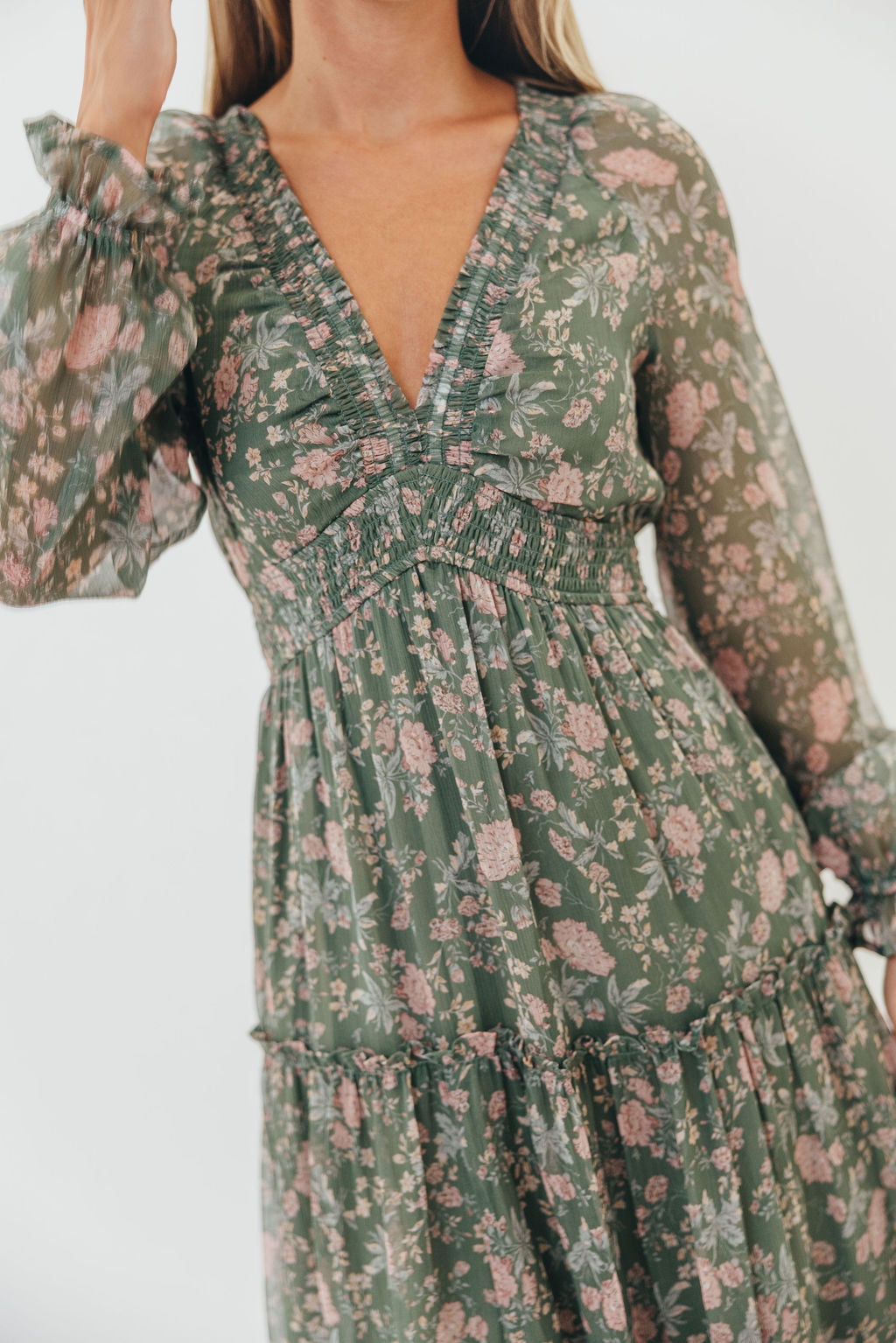 Rosita Floral Maxi Dress in Dusted Eucalyptus