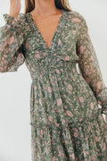 Rosita Floral Maxi Dress in Dusted Eucalyptus