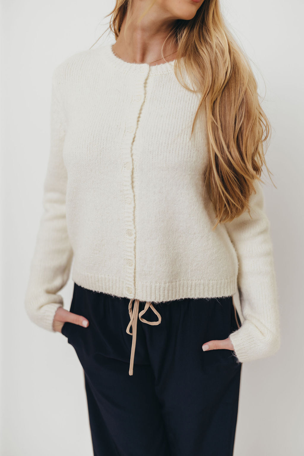 Elizabeth Cardigan Top in Ivory