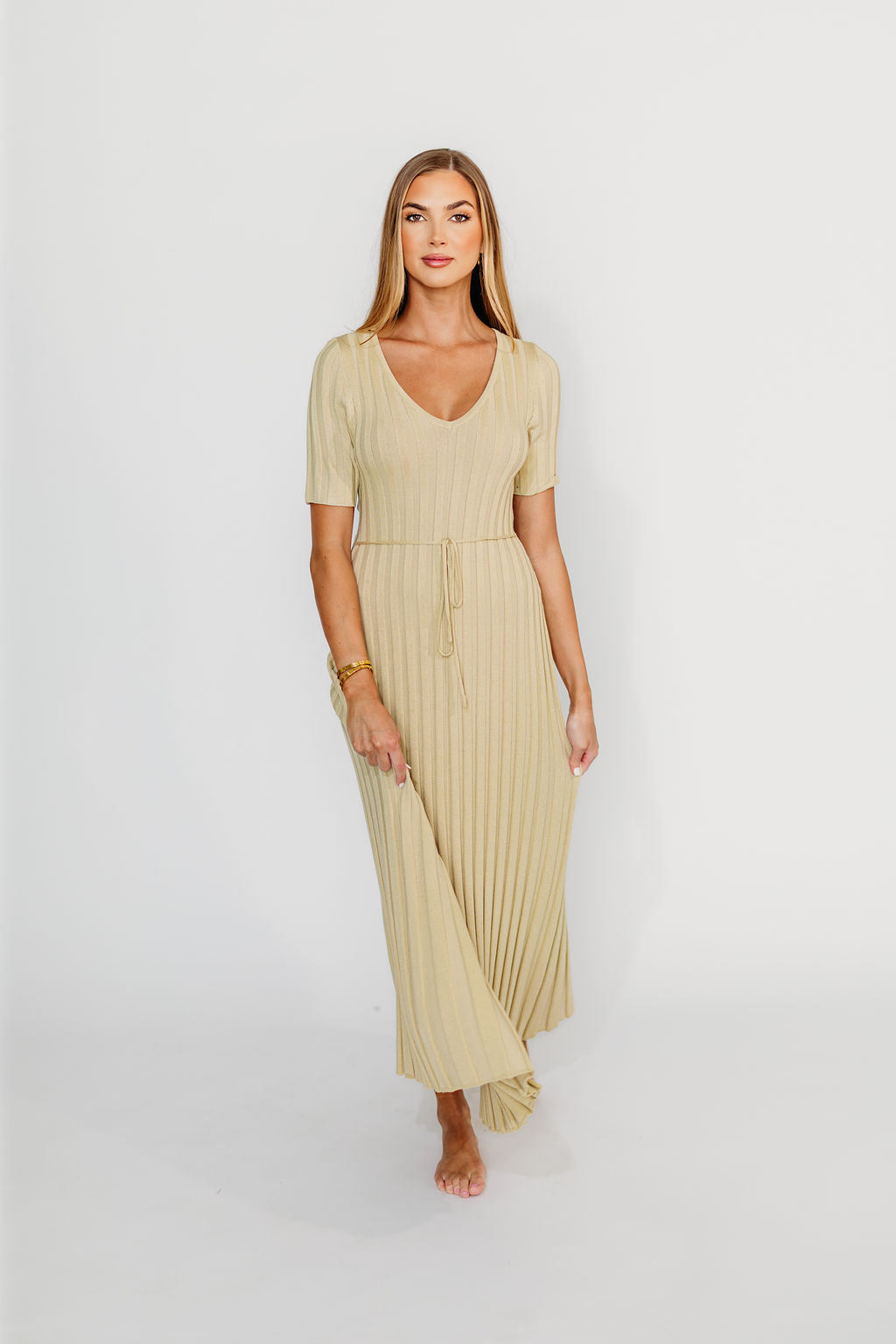 Oakley Ribbed Maxi Dress in Dusty Lime - Bump Friendly *Final-Sale*