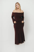 Monroe Maxi Dress with Long Sleeves in Chocolate Brown- Bump Friendly *Final Sale*