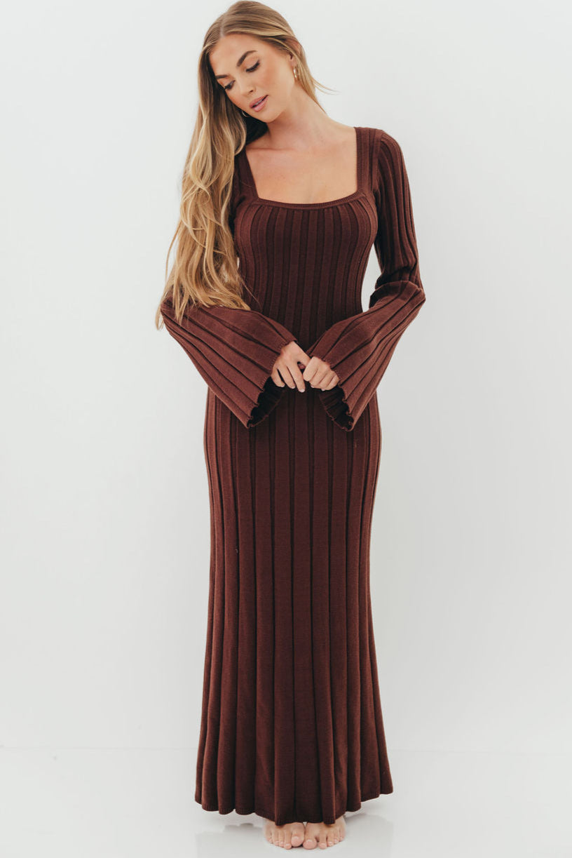 Rowan Square Neck Maxi Dress in Brown *Final Sale*