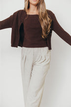 Jayla Knit Tank and Cardigan Set in Espresso