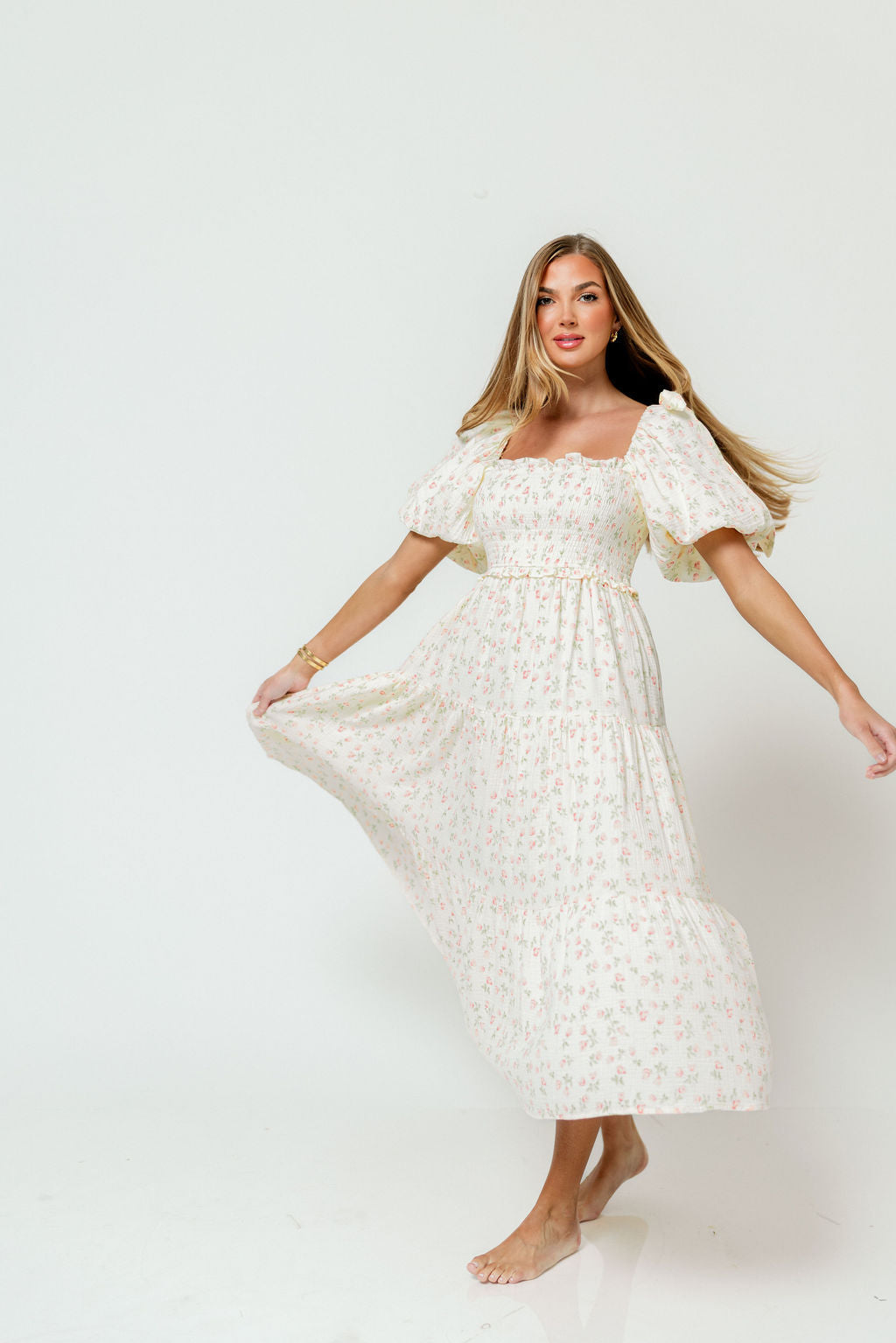 Elena 100% Cotton Midi Dress in Pink Tulip - Bump Friendly *12/19 PRE-ODER*