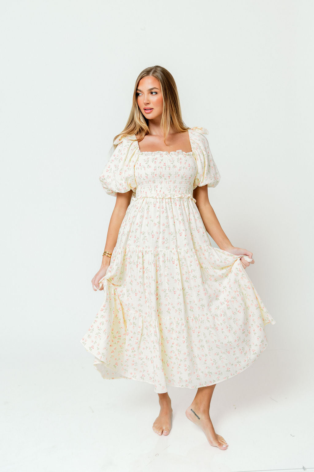 Elena 100% Cotton Midi Dress in Pink Tulip - Bump Friendly *12/19 PRE-ODER*