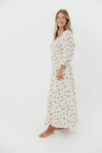 Cecilia 100% Cotton Smocked Maxi Dress in Cream - Bump Friendly